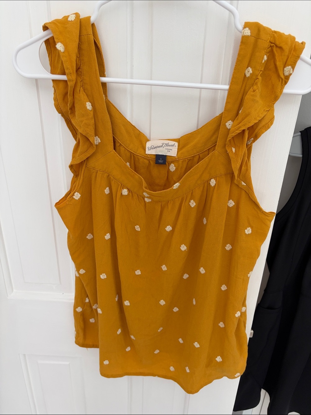 Universal Thread Mustard Embroidered Ruffle Strap Camisole - Picture 5 of 5